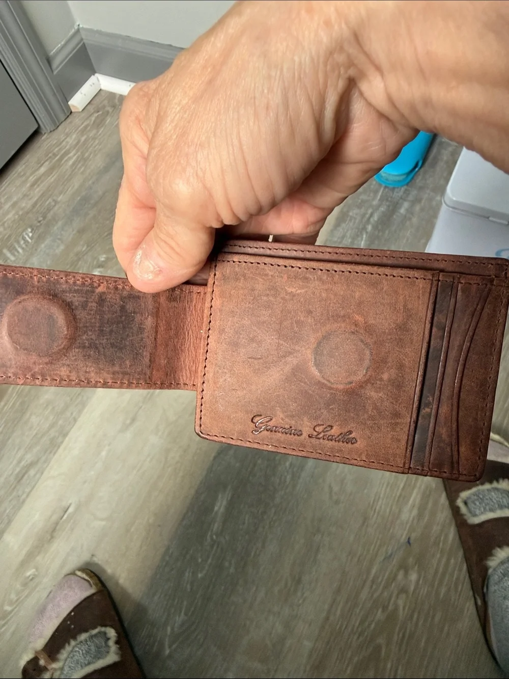 Viosi Genuine Leather Brown Money Clip Wallet for Men